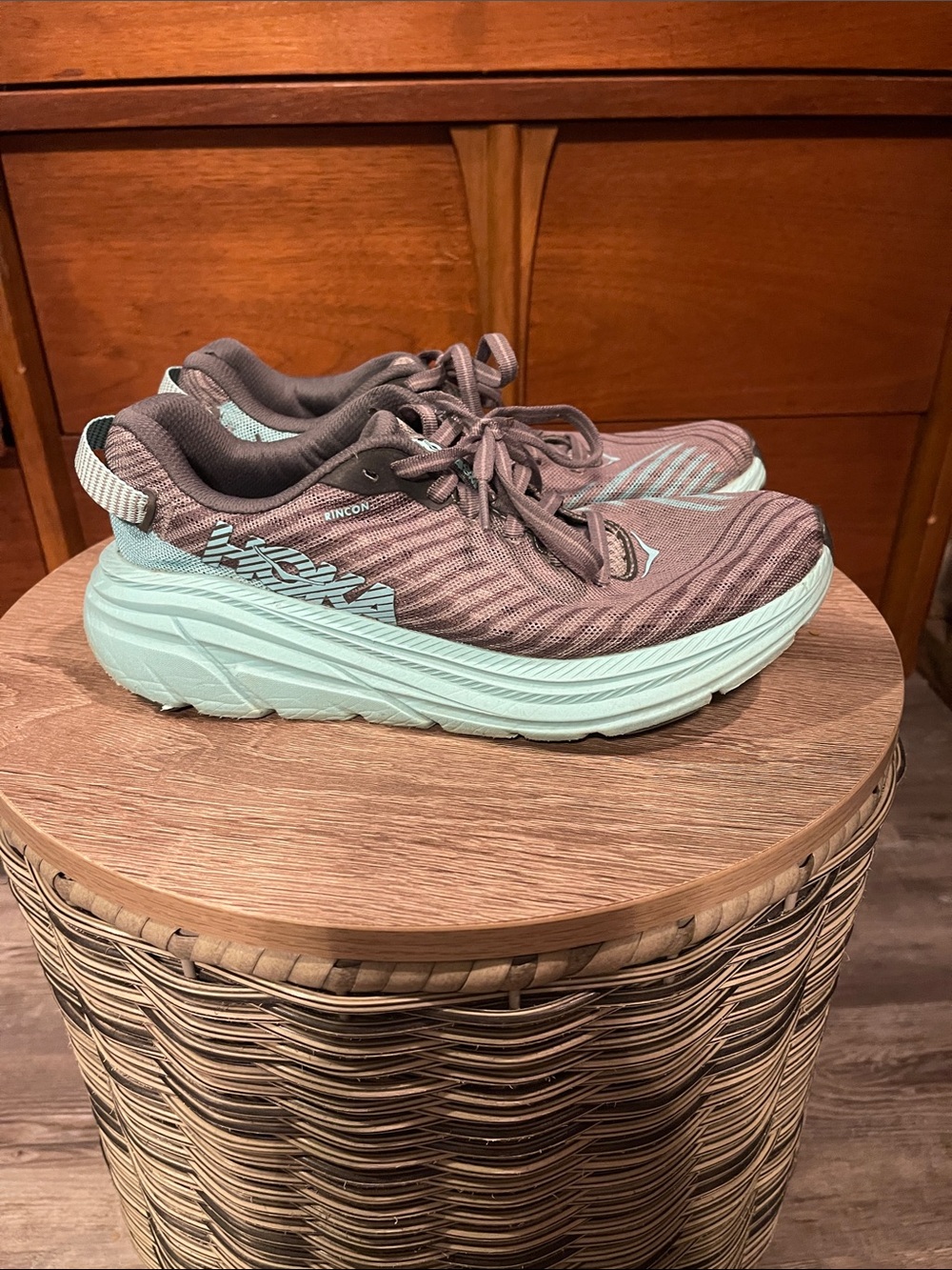 Hoka Women's Rincon Running Sneakers in Mauve and Mint